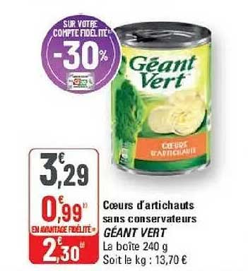 Cœurs d'artichauts sans conservateurs GÉANT VERT