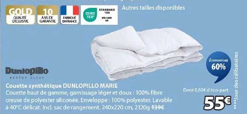 Couette synthétique DUNLOPILLO MARIE