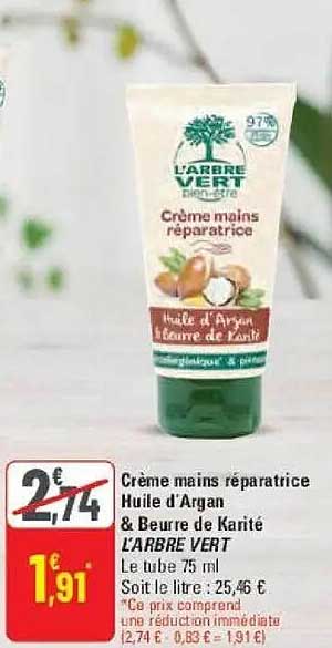 Crème mains réparatrice Huile d'Argan & Beurre de Karité