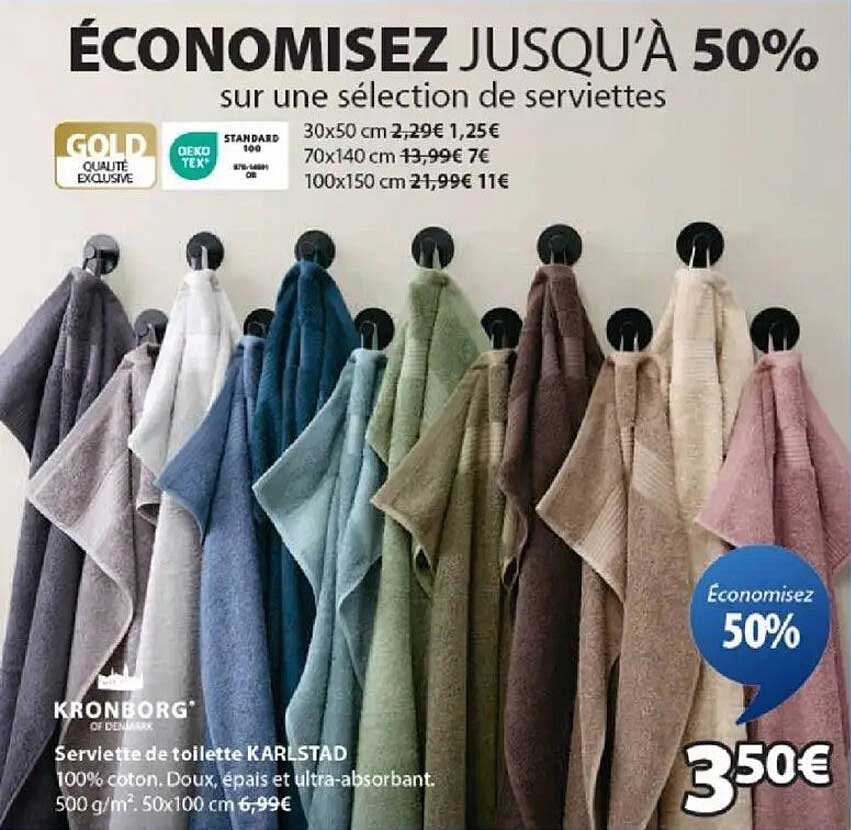ÉCONOMISEZ JUSQU'À 50% sur une sélection de serviettes