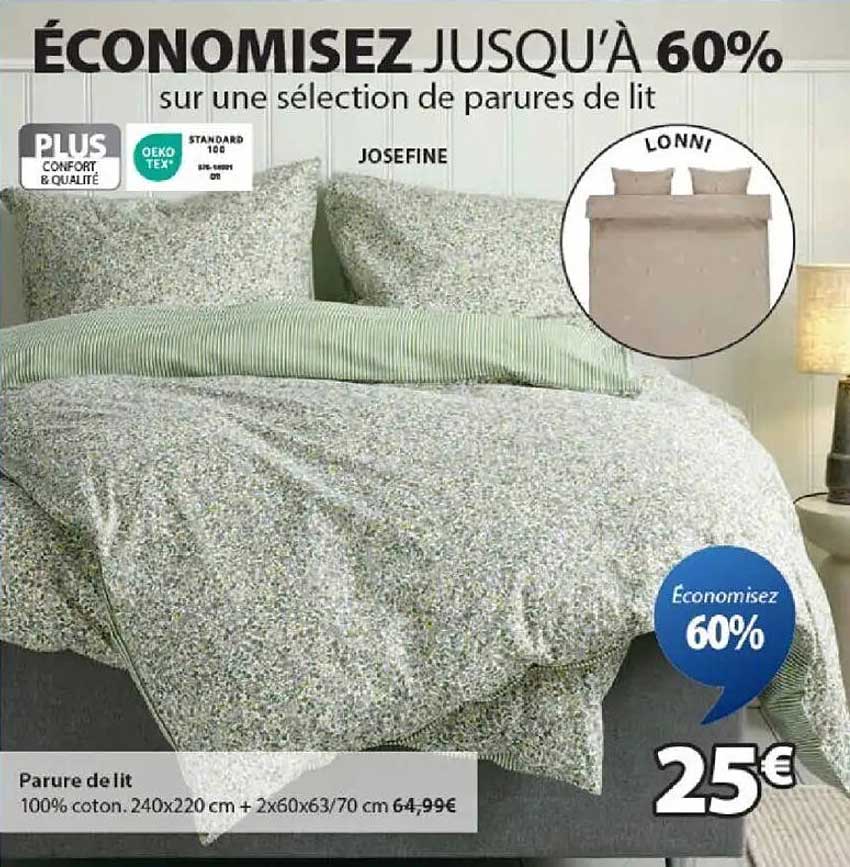 ÉCONOMISEZ JUSQU'À 60% sur une sélection de parures de lit