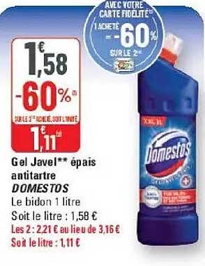 Gel Javel** épais antitartre DOMESTOS