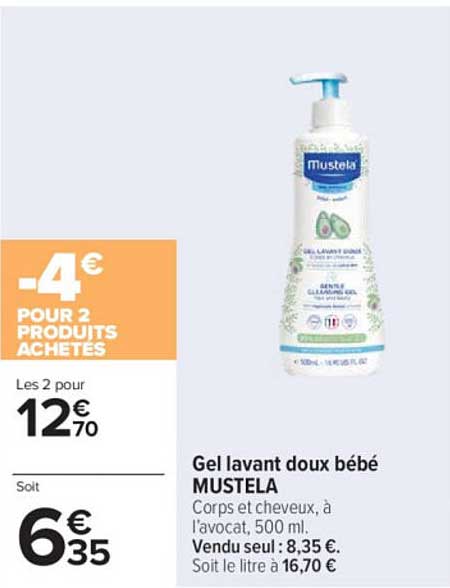 Gel lavant doux bébé MUSTELA