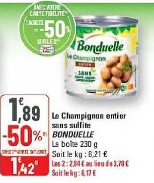 Le Champignon entier sans sulfite BONDUELLE