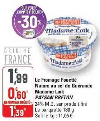 Le Fromage Fouetté Nature au sel de Guérande Madame Loïk