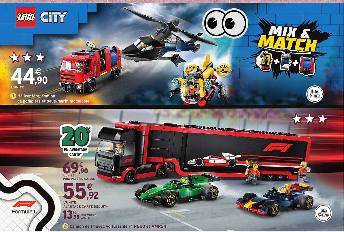 LEGO CITY - HÉLICOPTÈRE, CAMION DE POMPIERS ET SOUS-MARIN MODULABLE