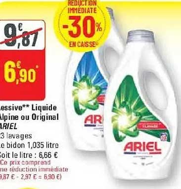 Lessive Liquide Alpine ou Original ARIEL