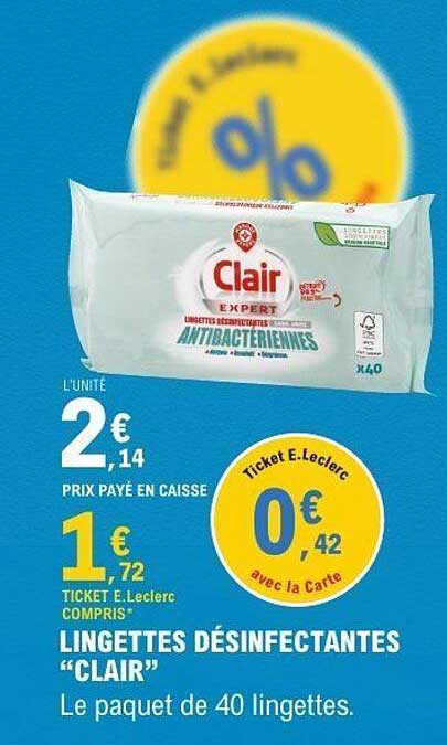 LINGETTES DÉSINFECTANTES “CLAIR”