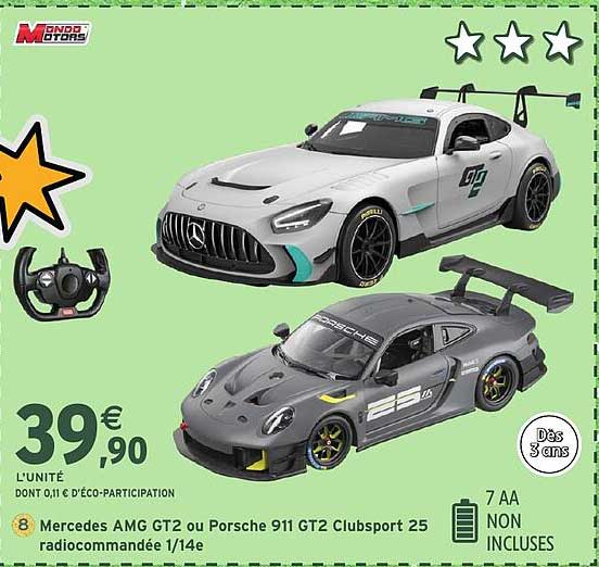Mercedes AMG GT2 ou Porsche 911 GT2 Clubsport 25 radiocommandée 1/14e
