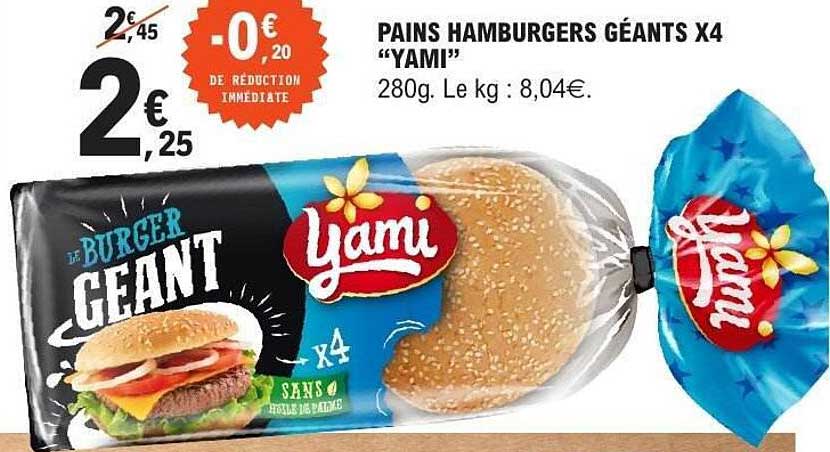 PAINS HAMBURGERS GÉANTS X4 "YAMI"
