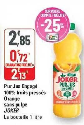Pur Jus Engagé 100% fruits pressés Orange sans pulpe