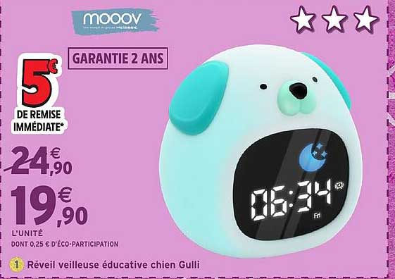 Réveil veilleuse éducative chien Gulli