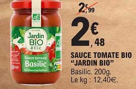 SAUCE TOMATE BIO "JARDIN BIO"