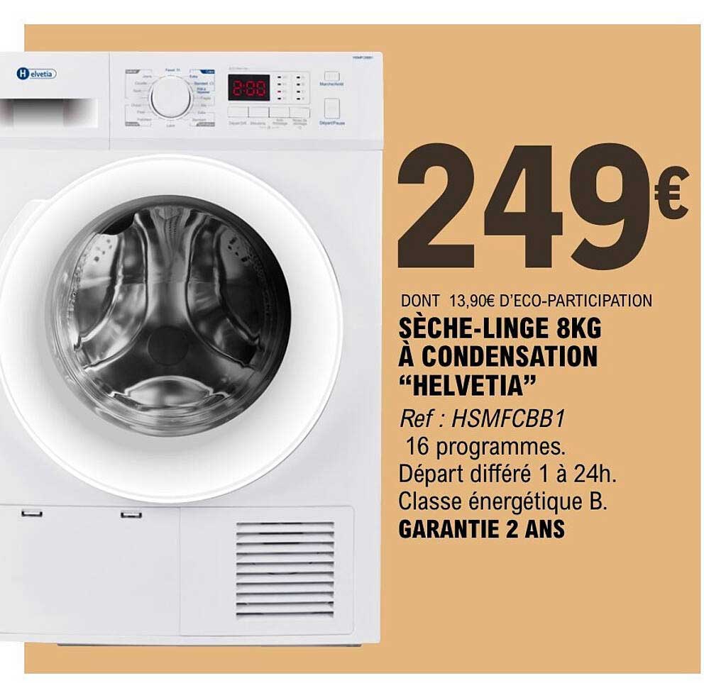 SÈCHE-LINGE 8KG À CONDENSATION “HELVETIA”