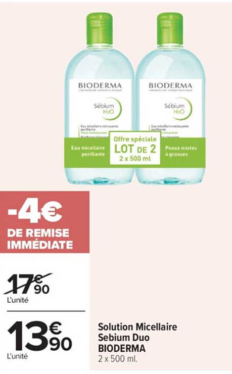 Solution Micellaire Sébium Duo BIODERMA 2 x 500 ml
