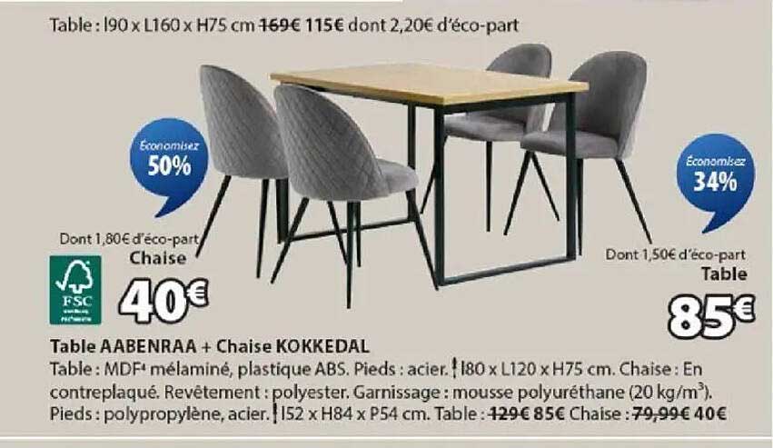 Table AABENRAA + Chaise KOKKEDAL
