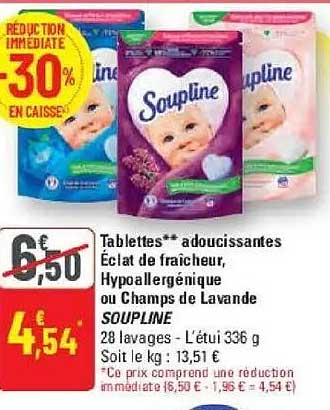 Tablettes** adoucissantes Éclat de fraîcheur, Hypoallergénique ou Champs de Lavande SOUPLINE