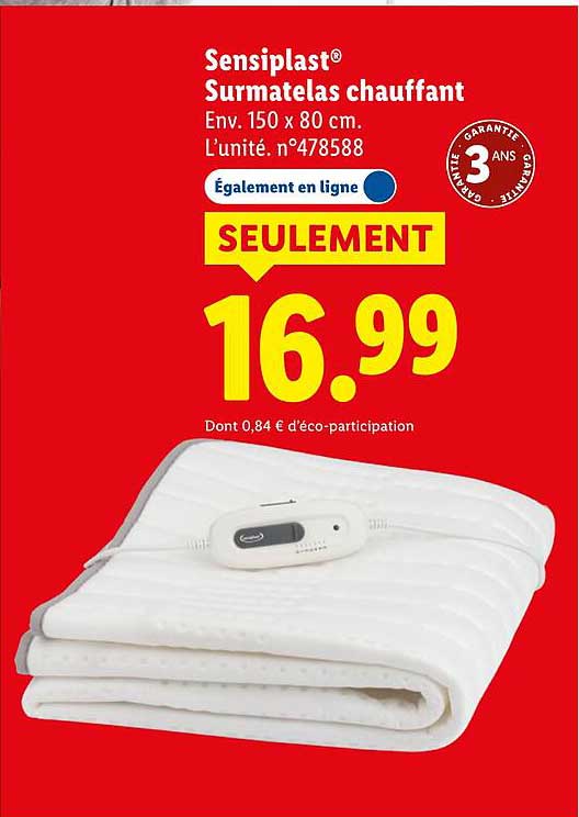 Sensiplast® Surmatelas chauffant