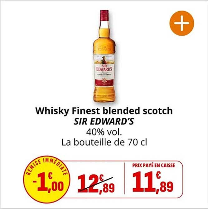 Promo Whisky Finest Blended Scotch Sir Edward’s chez Coccinelle ...