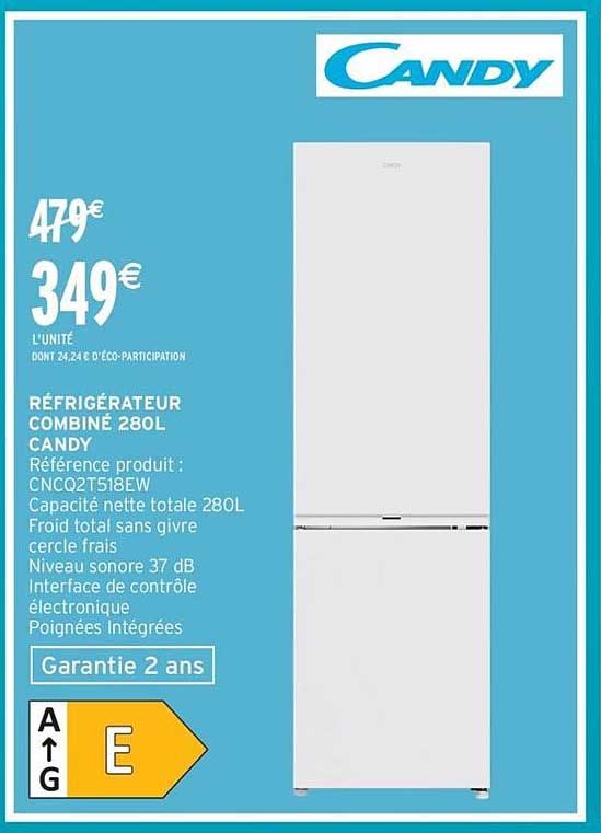 RÉFRIGÉRATEUR COMBINÉ 280L CANDY