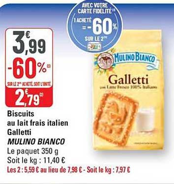 Biscuits au lait frais italien Galleti MULINO BIANCO