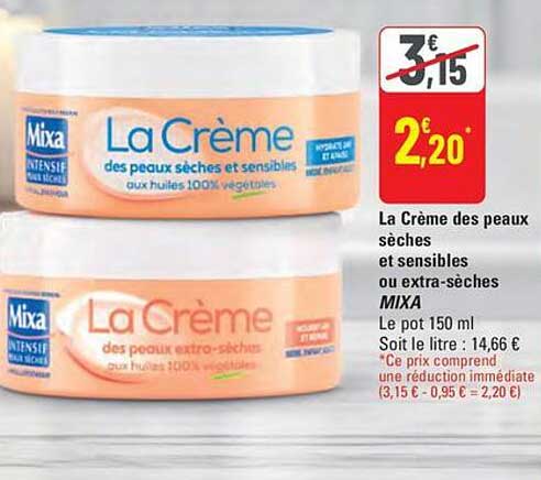 La Crème des peaux sèches et sensibles ou extra-sèches Mixa