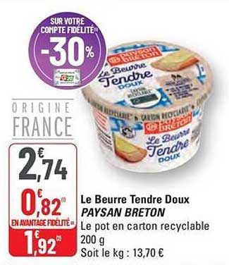 Le Beurre Tendre Doux PAYSAN BRETON