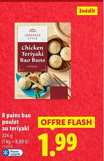8 pains bao poulet au teriyaki