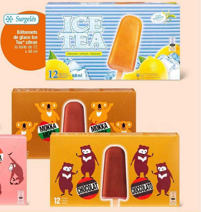 Bâtonnets de glace Ice Tea* citron la boîte de 12 48 ml
