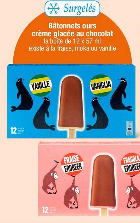 Bâtonnets ours crème glacée au chocolat