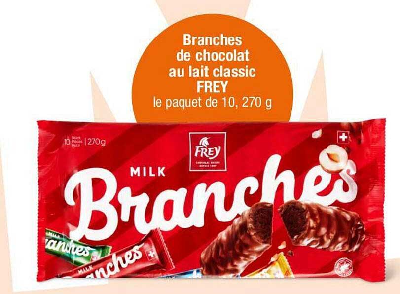 Branches de chocolat au lait classic FREY le paquet de 10, 270 g