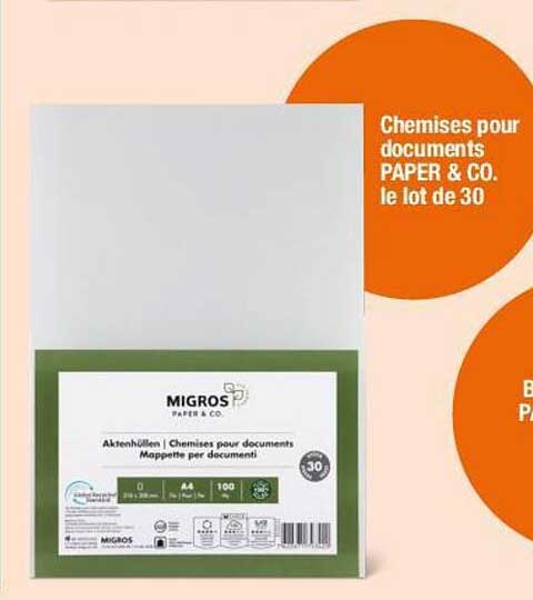 Chemises pour documents PAPER & CO. le lot de 30
