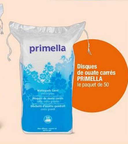 Disques de ouate carrés PRIMELLA le paquet de 50