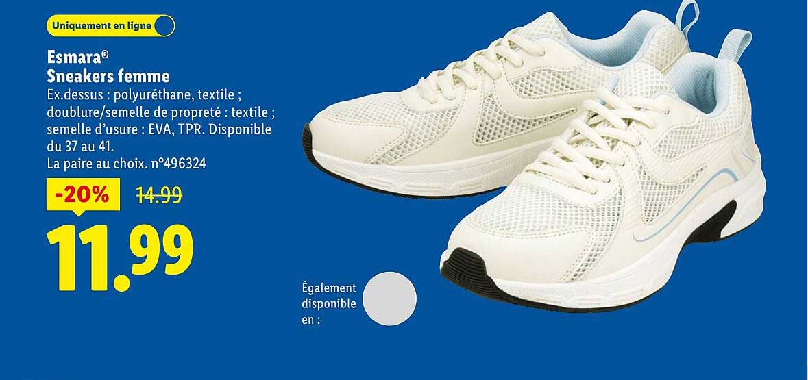 Baskets Lidl Édition 2022 Femme Taille 39 - Esmara, Bleu - Neuves Avec Emballage