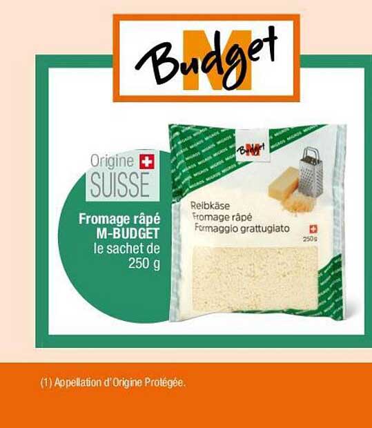 Fromage râpé M-BUDGET le sachet de 250 g