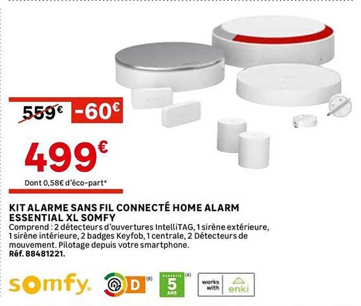 KIT ALARME SANS FIL CONNECTÉ HOME ALARM ESSENTIAL XL SOMFY
