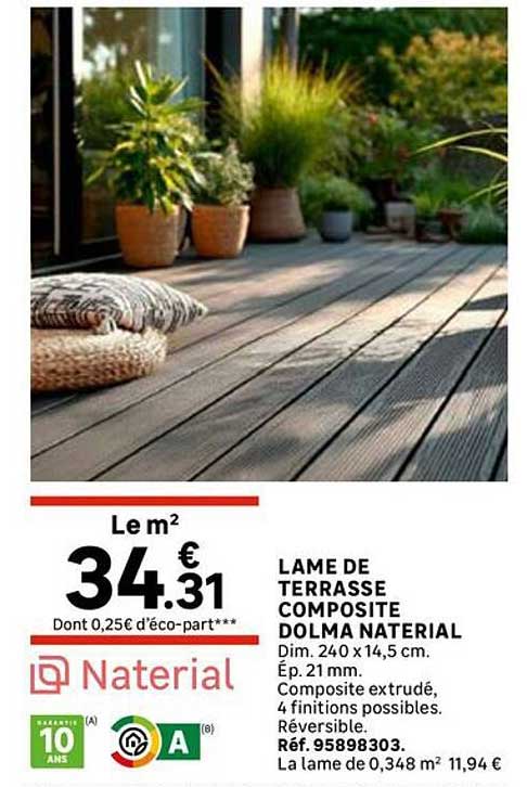 LAME DE TERRASSE COMPOSITE DOLMA NATERIAL