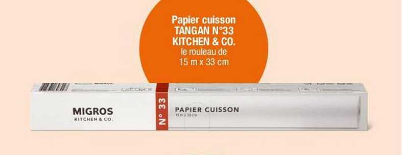 Papier cuisson TANGAN N°33 KITCHEN & CO. le rouleau de 15 m x 33 cm