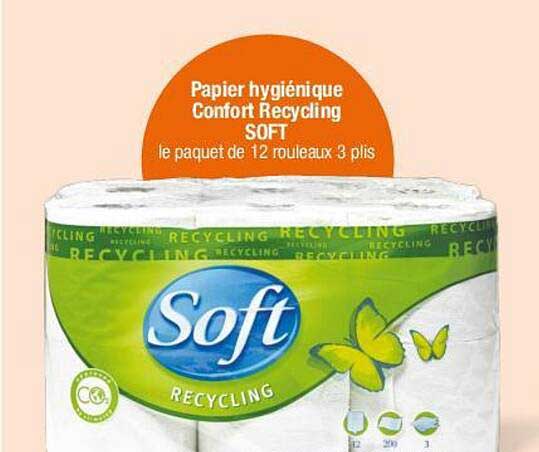 Papier hygiénique Confort Recycling SOFT le paquet de 12 rouleaux 3 plis