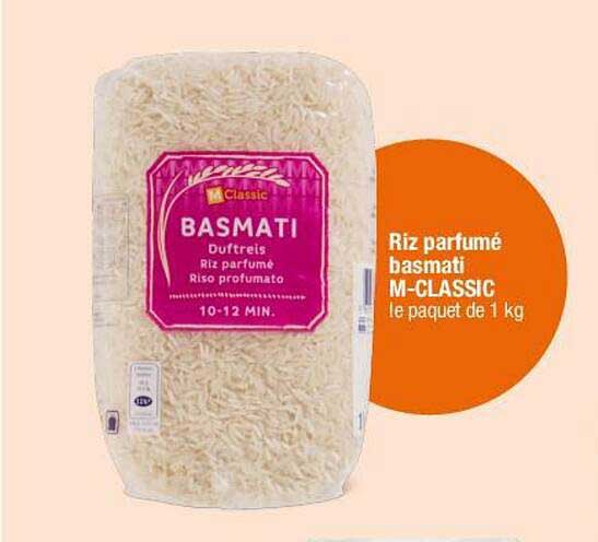 Riz parfumé basmati M-CLASSIC le paquet de 1 kg