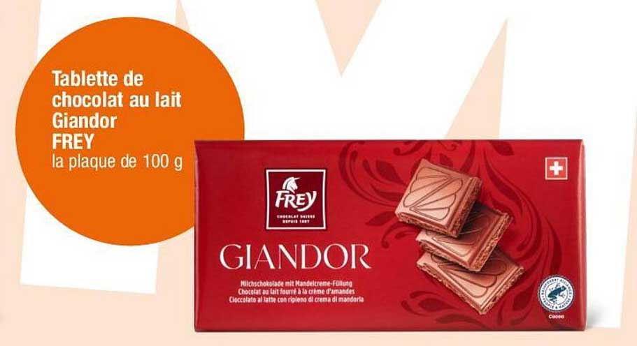 Tablette de chocolat au lait Giandor FREY la plaque de 100 g