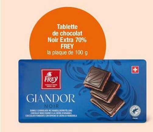 Tablette de chocolat Noir Extra 70% FREY la plaque de 100 g