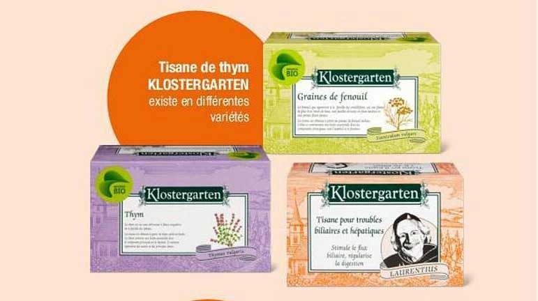 Tisane de thym KLOSTERGARTEN existe en différentes variété