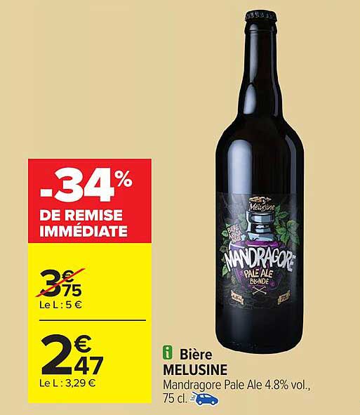 Bière MELUSINE Mandragore Pale Ale 4.8% vol.