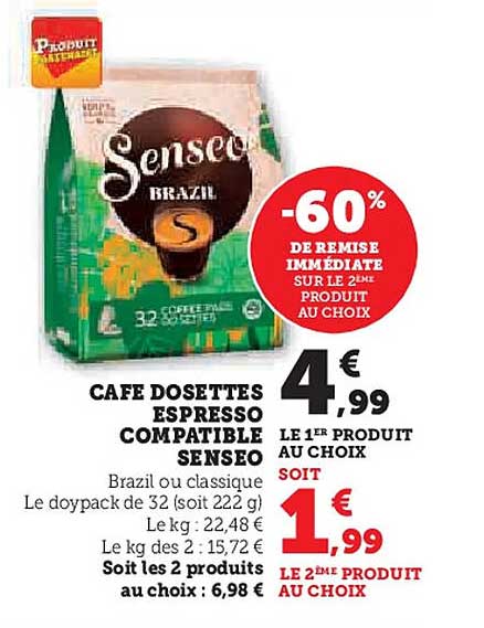 CAFÉ DOSETTES ESPRESSO COMPATIBLE SENSEO