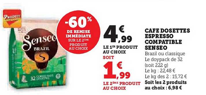 CAFÉ DOSSETTES ESPRESSO COMPATIBLE SENSEO
