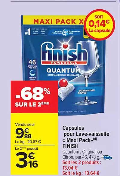 Capsules pour Lave-vaisselle « Maxi Pack » FINISH