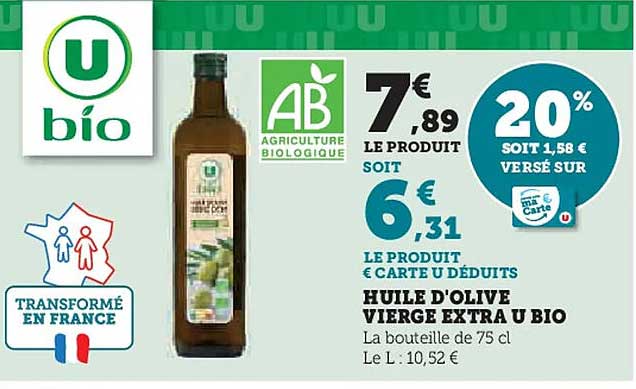 HUILE D'OLIVE VIERGE EXTRA U BIO