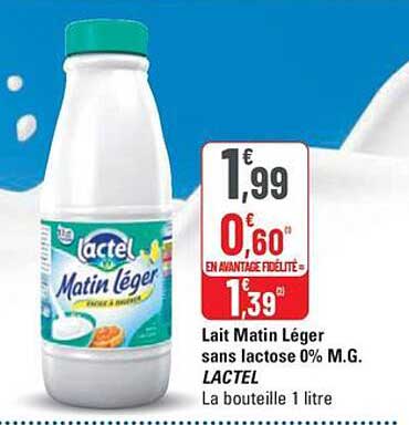 Lait Matin Léger sans lactose 0% M.G. LACTEL