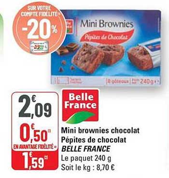 Mini brownies chocolat Pépites de chocolat BELLE FRANCE